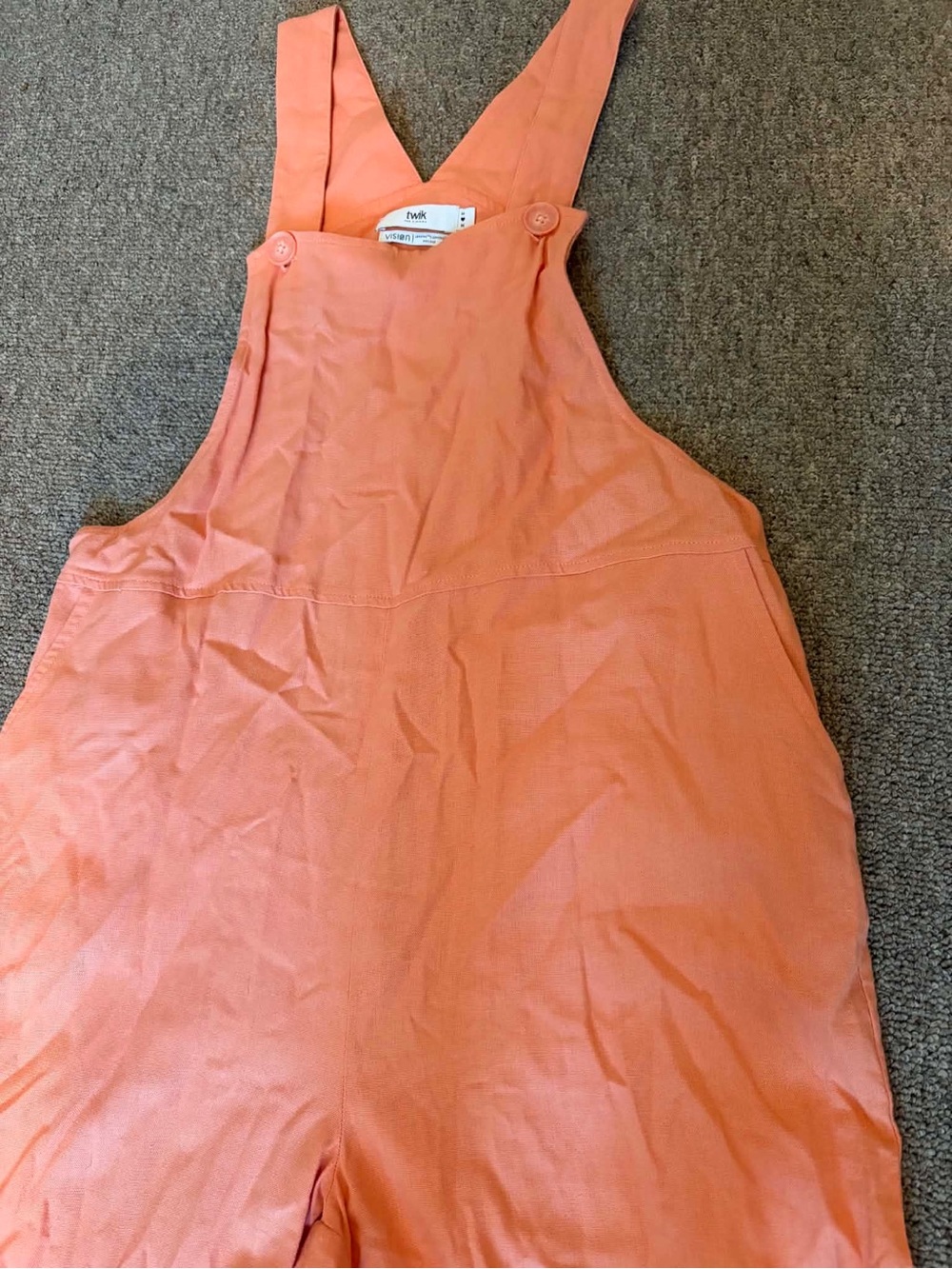 Twik Par Simons Coral Peach Orange Jumpsuit Overalls ECOVERO Planet Kind Boho - Picture 4 of 5